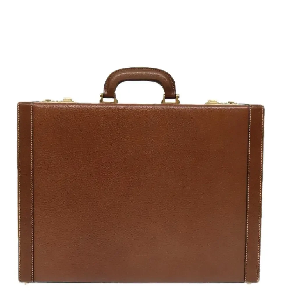 LOEWE Anagram Attache Case Trunk Leather Brown Gold